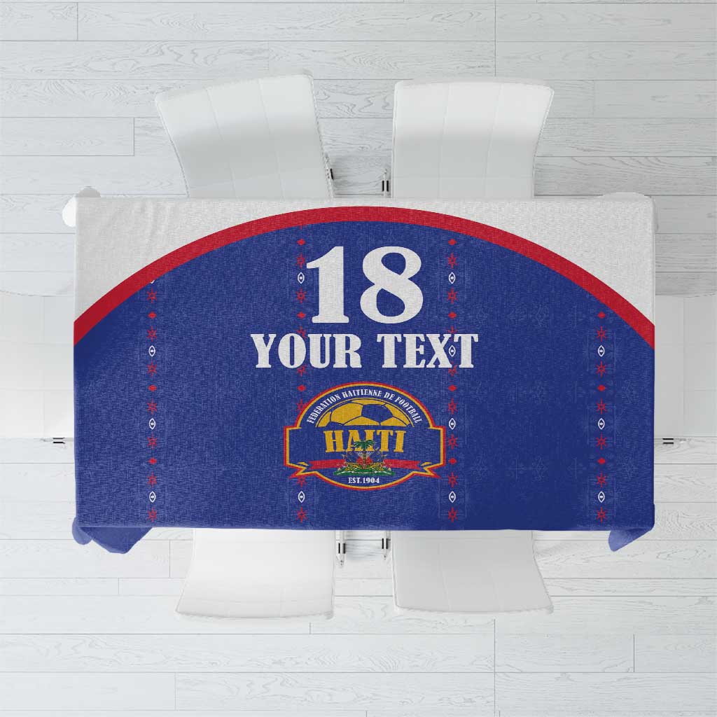 Custom Haiti Football Tablecloth Les Grenadiers Veve Haitian Vodou Blue Version - Wonder Print Shop