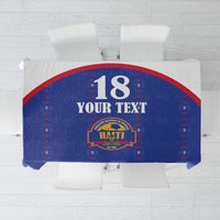 Custom Haiti Football Tablecloth Les Grenadiers Veve Haitian Vodou Blue Version - Wonder Print Shop