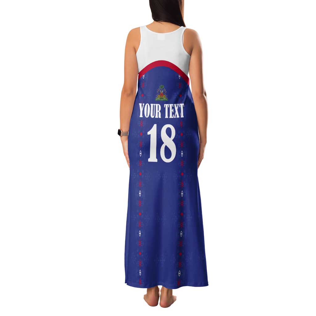 Custom Haiti Football Tank Maxi Dress Les Grenadiers Veve Haitian Vodou Blue Version - Wonder Print Shop