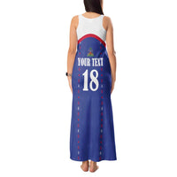 Custom Haiti Football Tank Maxi Dress Les Grenadiers Veve Haitian Vodou Blue Version - Wonder Print Shop
