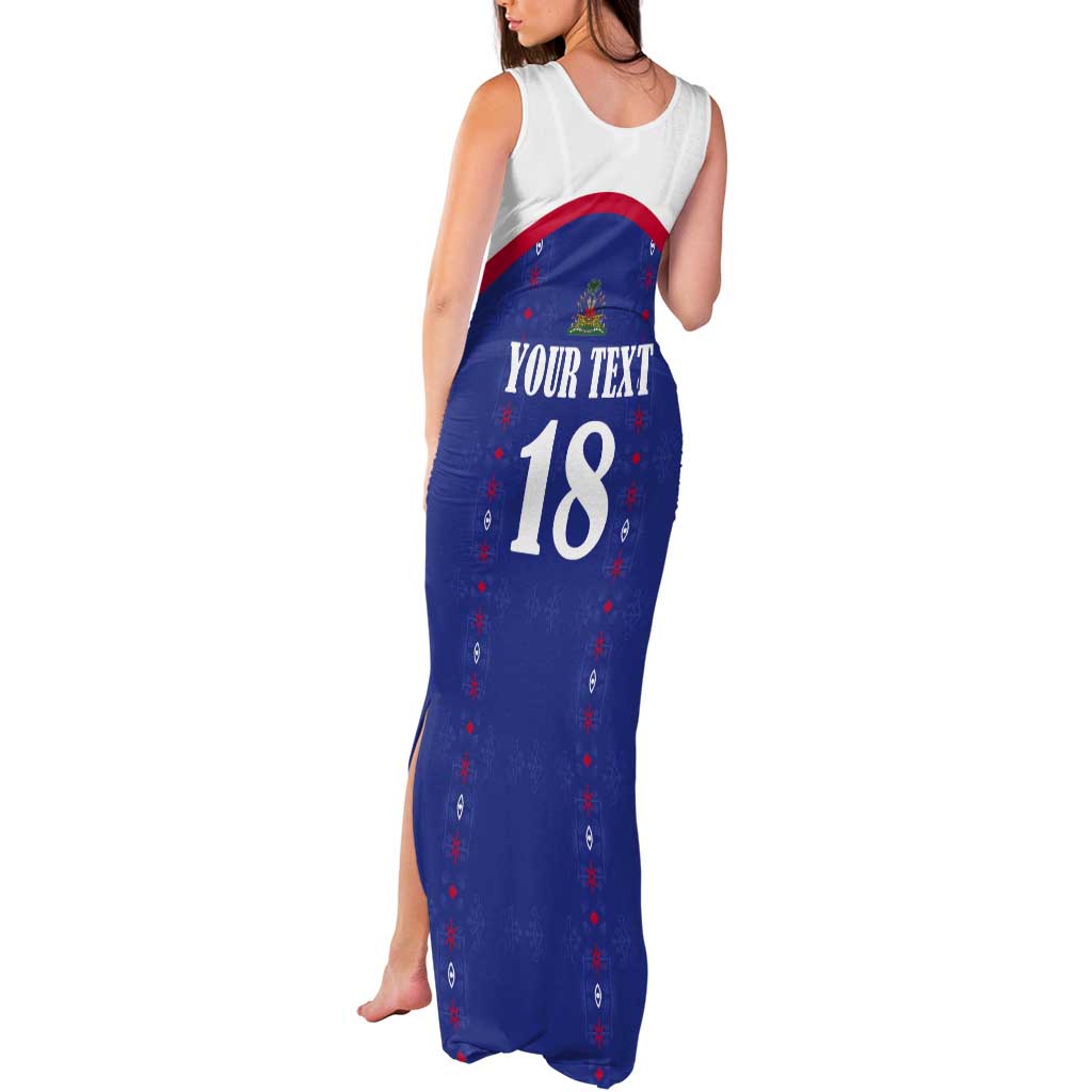 Custom Haiti Football Tank Maxi Dress Les Grenadiers Veve Haitian Vodou Blue Version - Wonder Print Shop