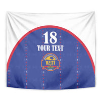 Custom Haiti Football Tapestry Les Grenadiers Veve Haitian Vodou Blue Version - Wonder Print Shop