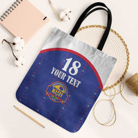 Custom Haiti Football Tote Bag Les Grenadiers Veve Haitian Vodou Blue Version - Wonder Print Shop