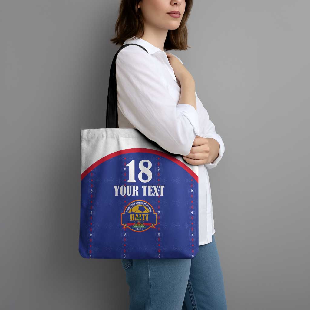Custom Haiti Football Tote Bag Les Grenadiers Veve Haitian Vodou Blue Version - Wonder Print Shop