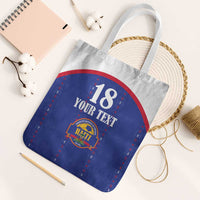 Custom Haiti Football Tote Bag Les Grenadiers Veve Haitian Vodou Blue Version - Wonder Print Shop