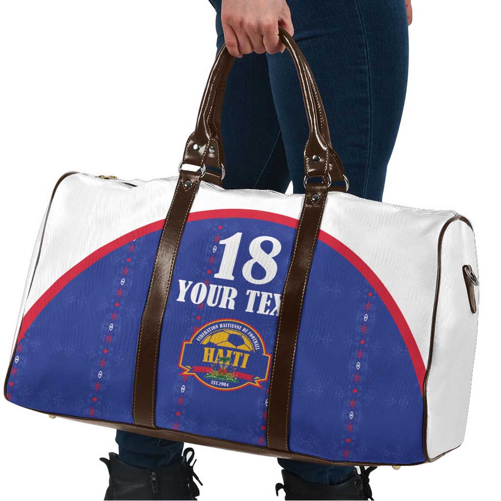 Custom Haiti Football Travel Bag Les Grenadiers Veve Haitian Vodou Blue Version - Wonder Print Shop