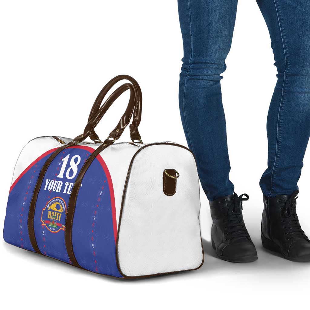 Custom Haiti Football Travel Bag Les Grenadiers Veve Haitian Vodou Blue Version - Wonder Print Shop