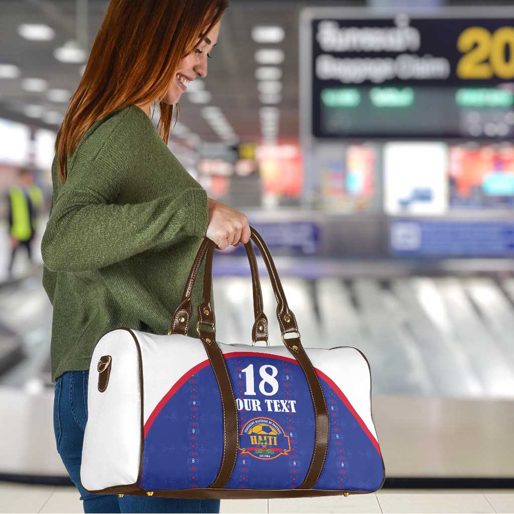Custom Haiti Football Travel Bag Les Grenadiers Veve Haitian Vodou Blue Version - Wonder Print Shop