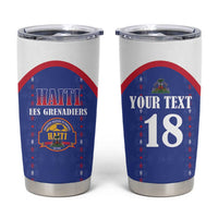 Custom Haiti Football Tumbler Cup Les Grenadiers Veve Haitian Vodou Blue Version - Wonder Print Shop