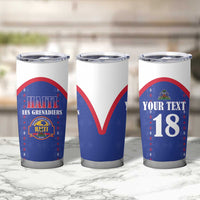Custom Haiti Football Tumbler Cup Les Grenadiers Veve Haitian Vodou Blue Version - Wonder Print Shop