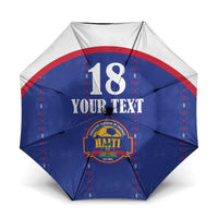 Custom Haiti Football Umbrella Les Grenadiers Veve Haitian Vodou Blue Version - Wonder Print Shop