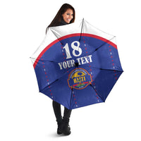 Custom Haiti Football Umbrella Les Grenadiers Veve Haitian Vodou Blue Version - Wonder Print Shop