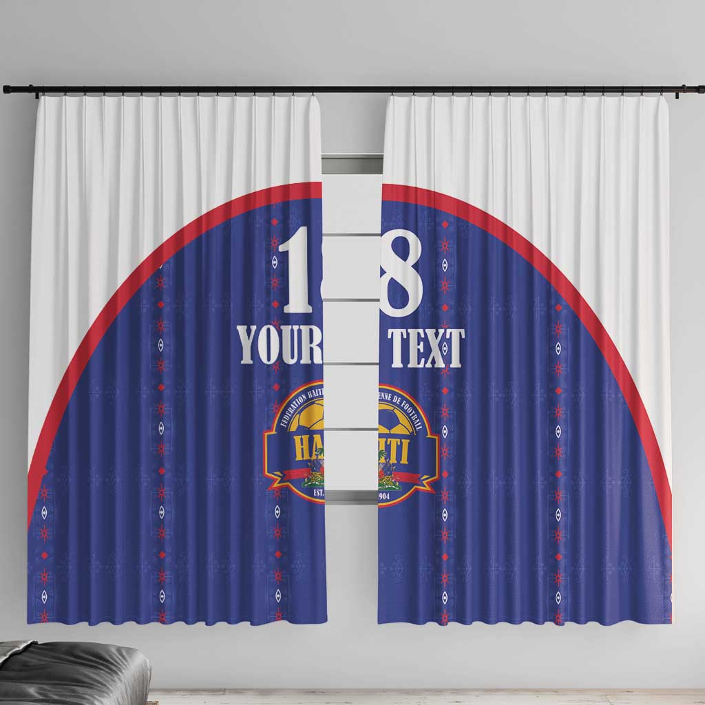 Custom Haiti Football Window Curtain Les Grenadiers Veve Haitian Vodou Blue Version - Wonder Print Shop