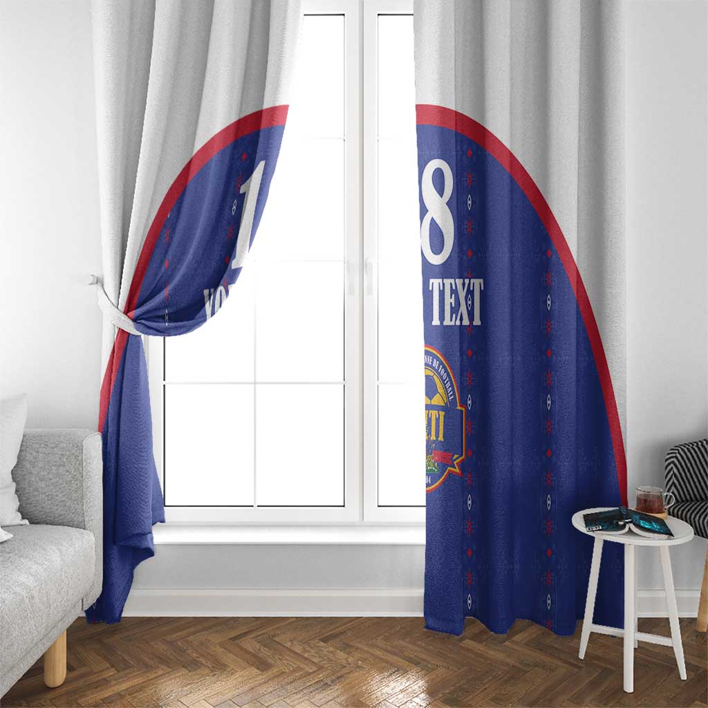 Custom Haiti Football Window Curtain Les Grenadiers Veve Haitian Vodou Blue Version - Wonder Print Shop