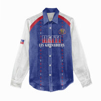 Custom Haiti Football Women Casual Shirt Les Grenadiers Veve Haitian Vodou Blue Version - Wonder Print Shop