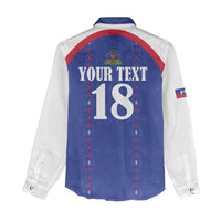 Custom Haiti Football Women Casual Shirt Les Grenadiers Veve Haitian Vodou Blue Version - Wonder Print Shop