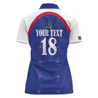 Custom Haiti Football Women Polo Shirt Les Grenadiers Veve Haitian Vodou Blue Version - Wonder Print Shop