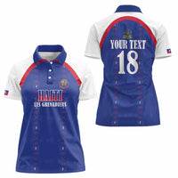 Custom Haiti Football Women Polo Shirt Les Grenadiers Veve Haitian Vodou Blue Version - Wonder Print Shop