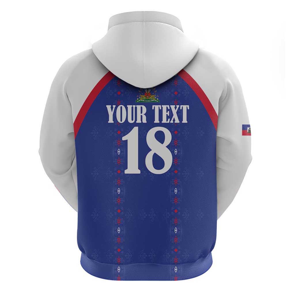 Custom Haiti Football Zip Hoodie Les Grenadiers Veve Haitian Vodou Blue Version - Wonder Print Shop
