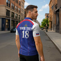 Custom Haiti Football Zipper Polo Shirt Les Grenadiers Veve Haitian Vodou Blue Version - Wonder Print Shop