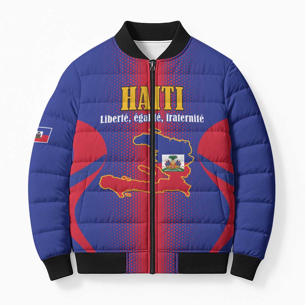 Haiti Pride Personalized Bomber Puffer Jacket Neg Marron Haitian Heritage - Wonder Print Shop