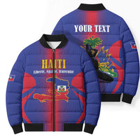 Haiti Pride Personalized Bomber Puffer Jacket Neg Marron Haitian Heritage - Wonder Print Shop