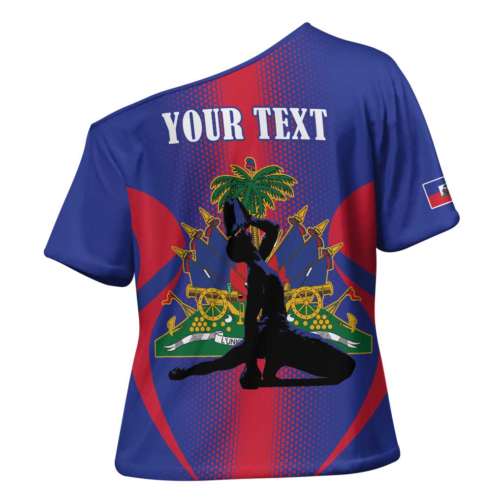 Haiti Pride Personalized Cross Shoulder Shirt Neg Marron Haitian Heritage - Wonder Print Shop