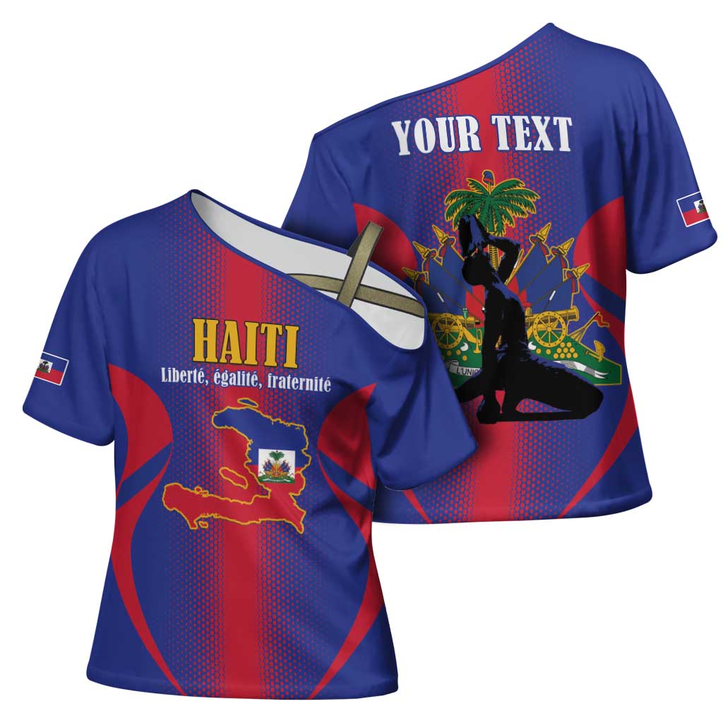 Haiti Pride Personalized Cross Shoulder Shirt Neg Marron Haitian Heritage - Wonder Print Shop