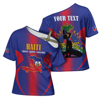Haiti Pride Personalized Cross Shoulder Shirt Neg Marron Haitian Heritage - Wonder Print Shop