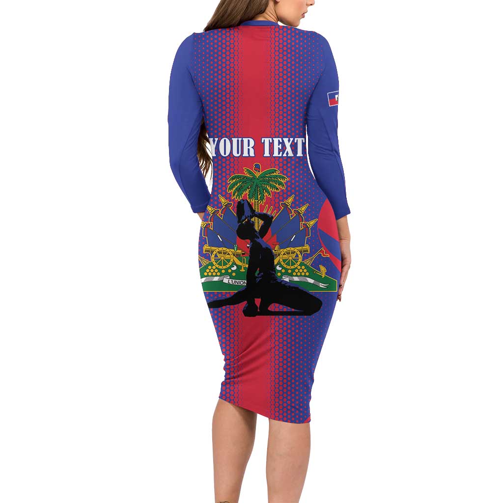 Haiti Pride Personalized Family Matching Long Sleeve Bodycon Dress and Hawaiian Shirt Neg Marron Haitian Heritage - Wonder Print Shop