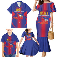 Haiti Pride Personalized Family Matching Mermaid Dress and Hawaiian Shirt Neg Marron Haitian Heritage - Wonder Print Shop
