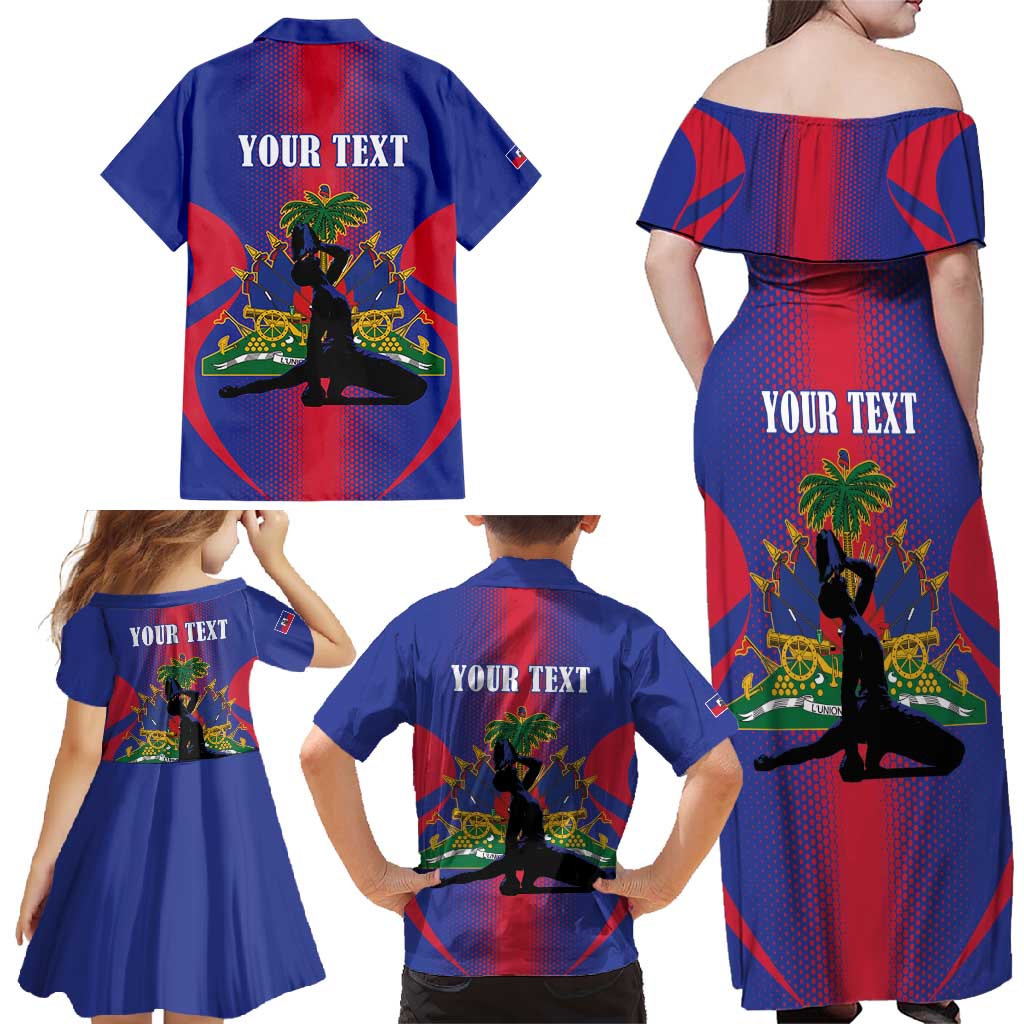 Haiti Pride Personalized Family Matching Off Shoulder Maxi Dress and Hawaiian Shirt Neg Marron Haitian Heritage - Wonder Print Shop