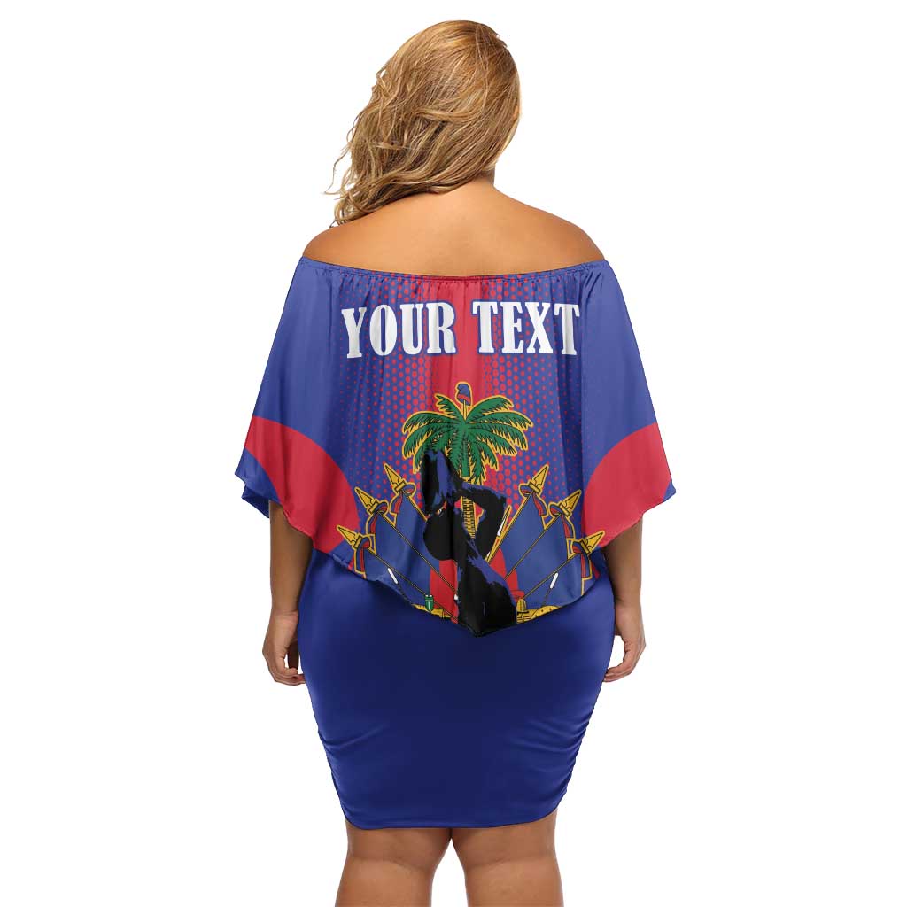 Haiti Pride Personalized Family Matching Off Shoulder Short Dress and Hawaiian Shirt Neg Marron Haitian Heritage - Wonder Print Shop