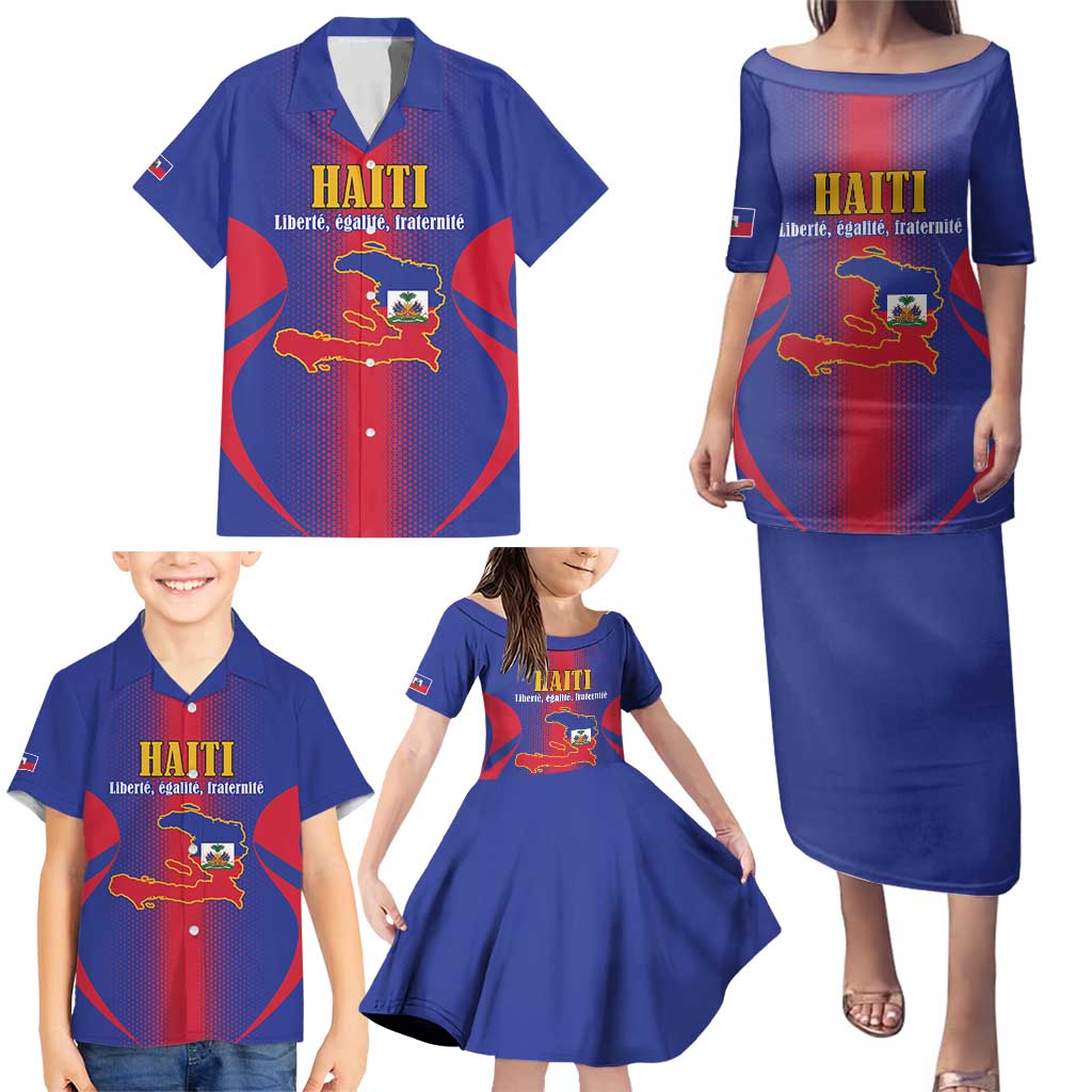 Haiti Pride Personalized Family Matching Puletasi and Hawaiian Shirt Neg Marron Haitian Heritage - Wonder Print Shop
