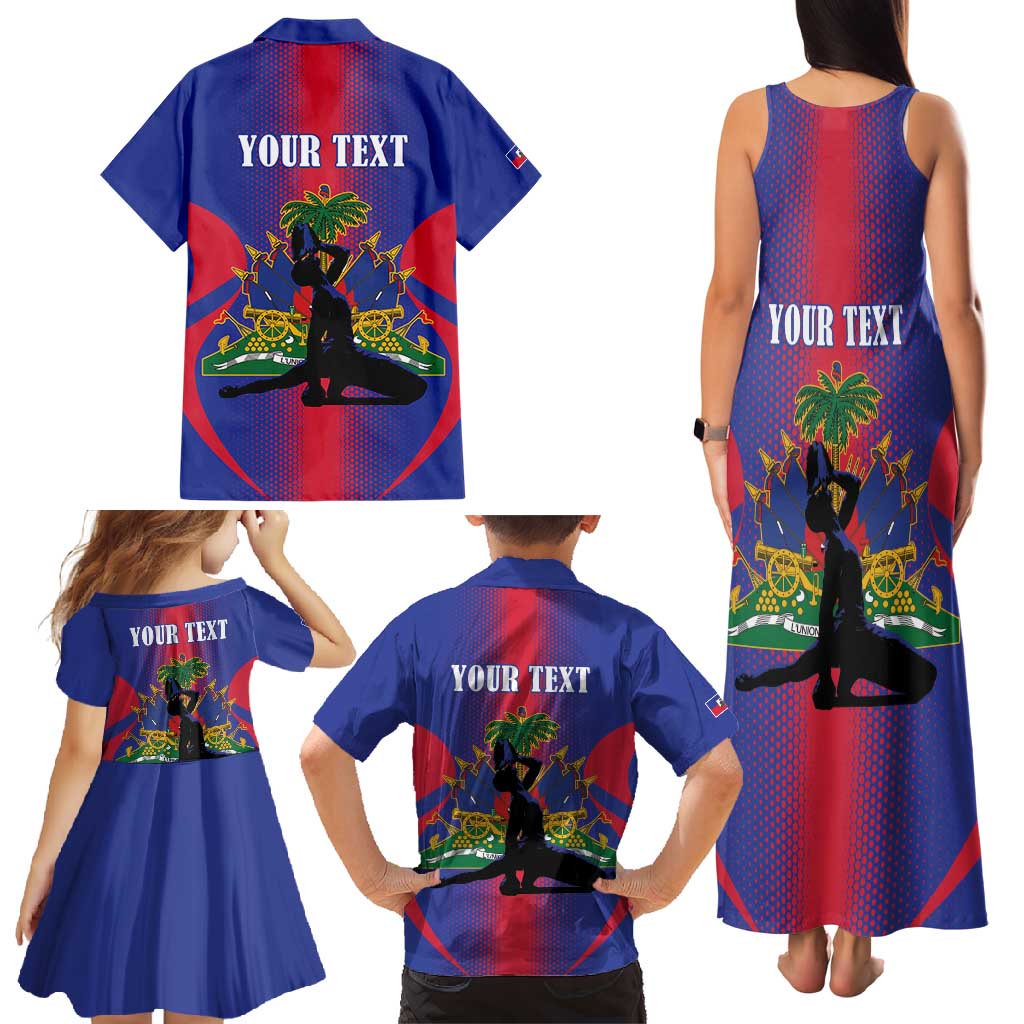 Haiti Pride Personalized Family Matching Tank Maxi Dress and Hawaiian Shirt Neg Marron Haitian Heritage - Wonder Print Shop