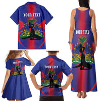 Haiti Pride Personalized Family Matching Tank Maxi Dress and Hawaiian Shirt Neg Marron Haitian Heritage - Wonder Print Shop