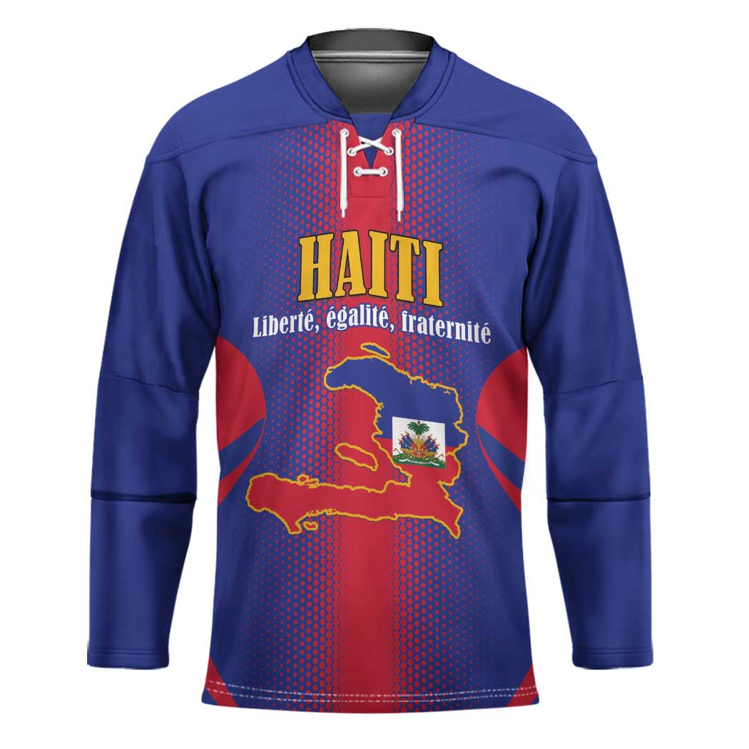Haiti Pride Personalized Hockey Jersey Neg Marron Haitian Heritage - Wonder Print Shop