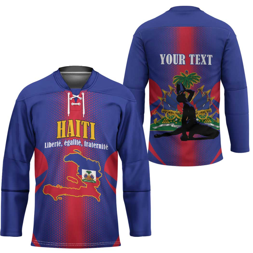 Haiti Pride Personalized Hockey Jersey Neg Marron Haitian Heritage - Wonder Print Shop