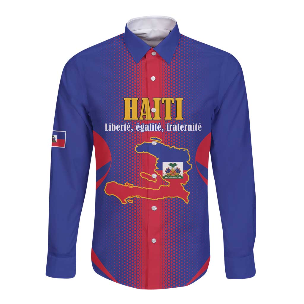 Haiti Pride Personalized Long Sleeve Button Shirt Neg Marron Haitian Heritage - Wonder Print Shop