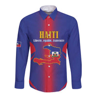 Haiti Pride Personalized Long Sleeve Button Shirt Neg Marron Haitian Heritage - Wonder Print Shop