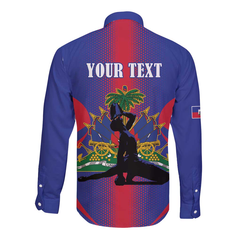 Haiti Pride Personalized Long Sleeve Button Shirt Neg Marron Haitian Heritage - Wonder Print Shop