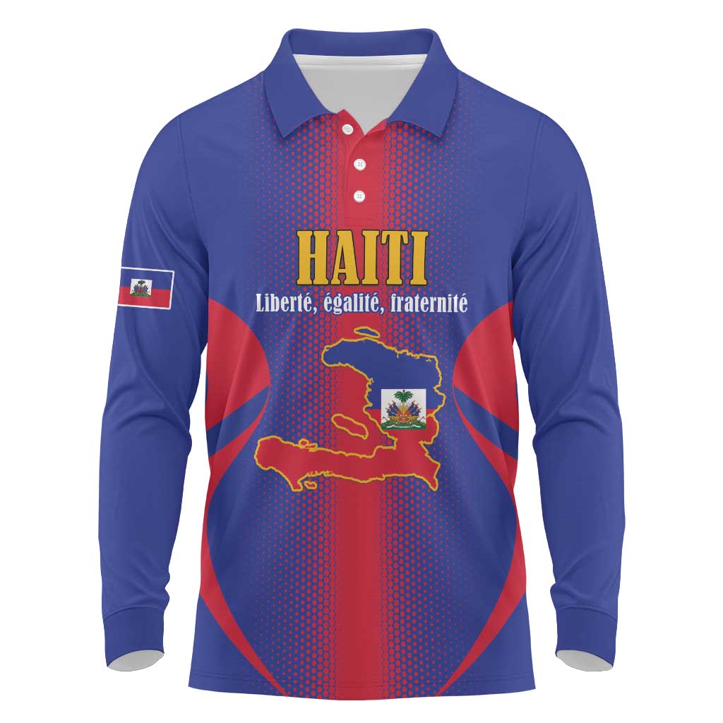 Haiti Pride Personalized Long Sleeve Polo Shirt Neg Marron Haitian Heritage - Wonder Print Shop