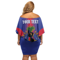 Haiti Pride Personalized Off Shoulder Short Dress Neg Marron Haitian Heritage - Wonder Print Shop