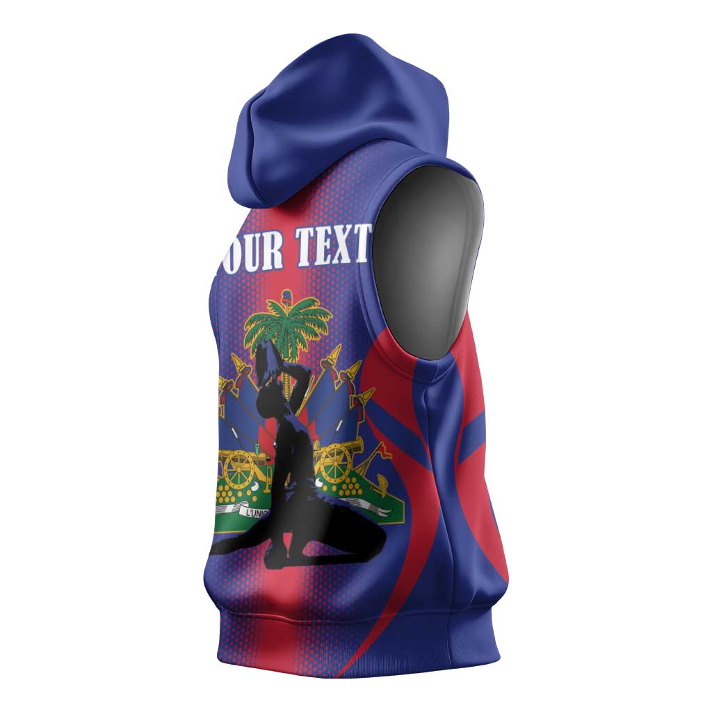 Haiti Pride Personalized Sleeveless Hoodie Neg Marron Haitian Heritage - Wonder Print Shop