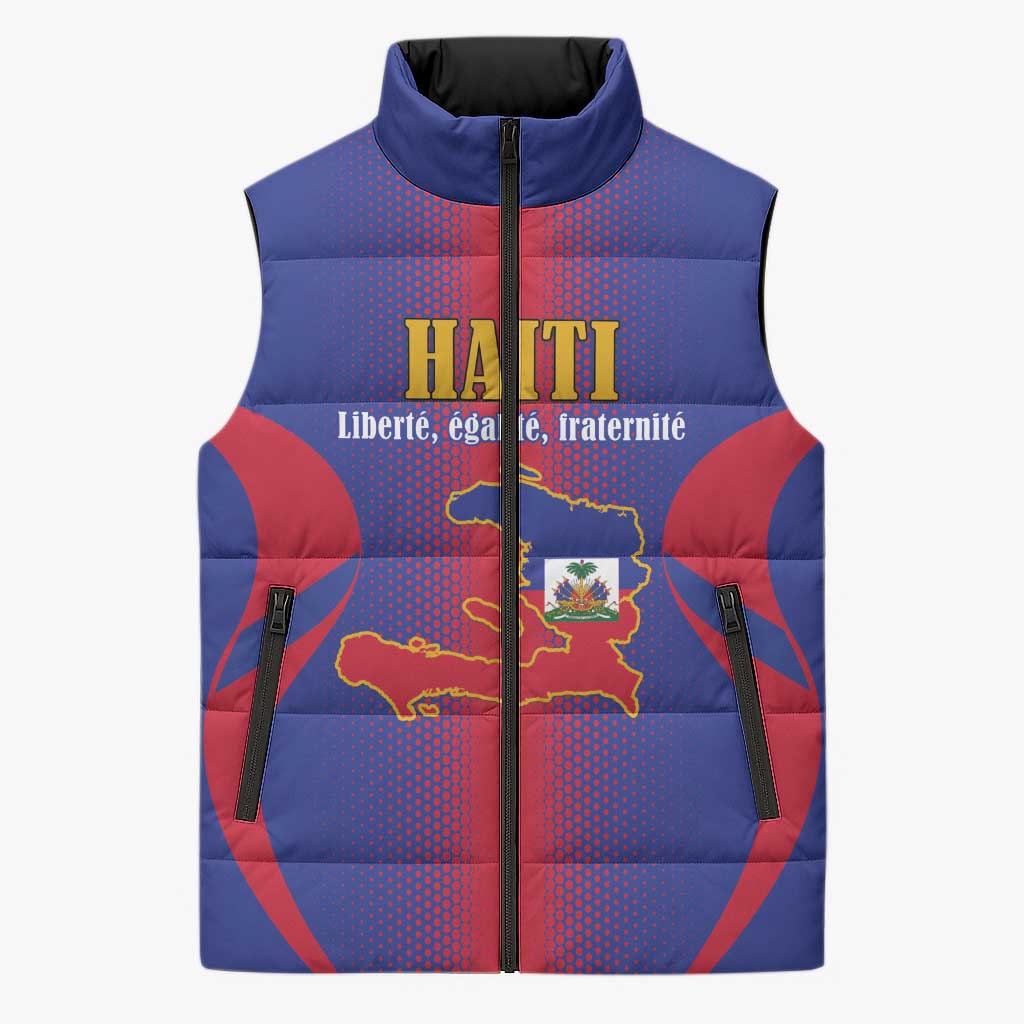 Haiti Pride Personalized Sleeveless Puffer Jacket Neg Marron Haitian Heritage - Wonder Print Shop