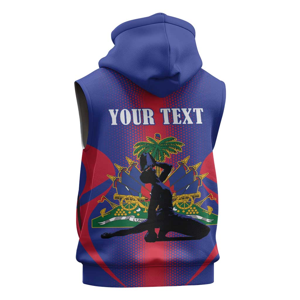 Haiti Pride Personalized Sleeveless Zip Hoodie Neg Marron Haitian Heritage - Wonder Print Shop