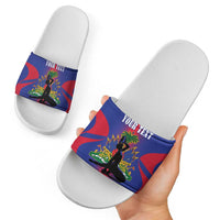 Haiti Pride Personalized Slide Sandals Neg Marron Haitian Heritage - Wonder Print Shop