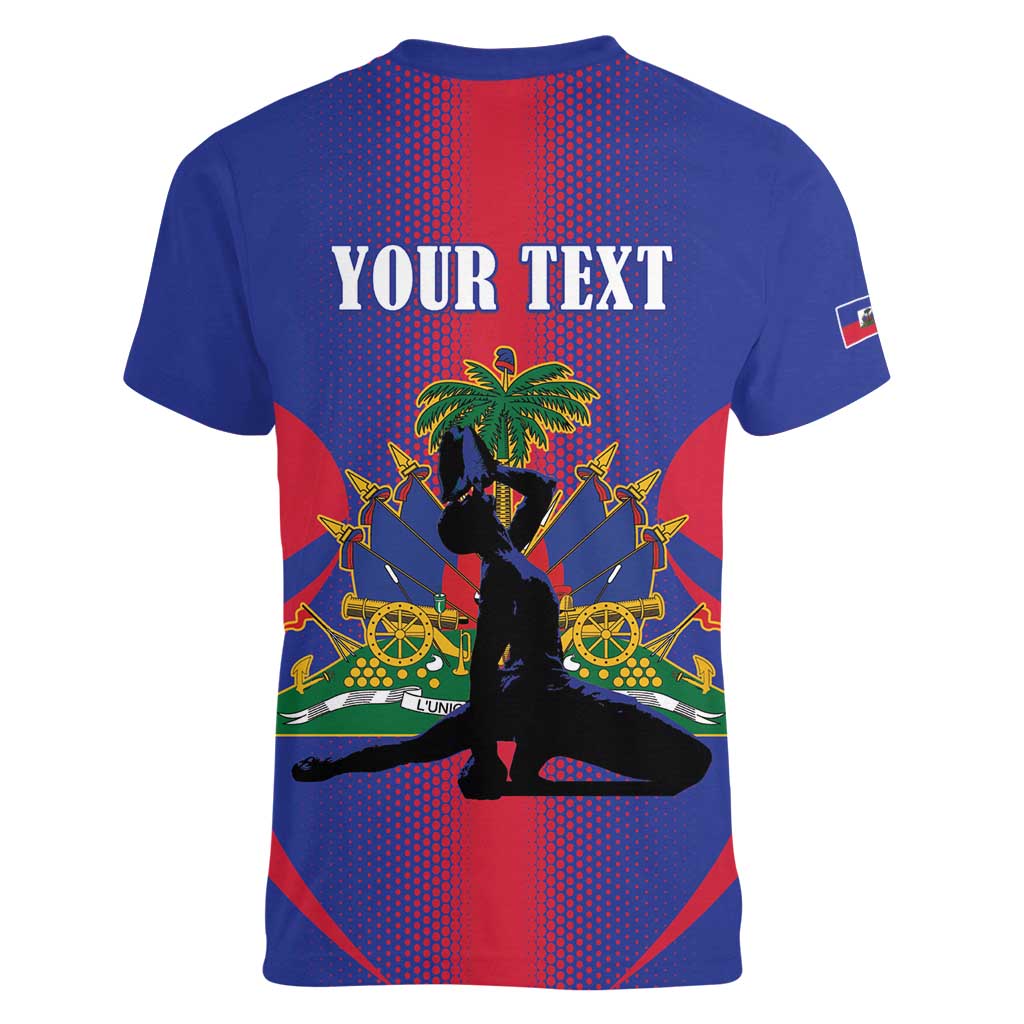 Haiti Pride Personalized Women V-Neck T-Shirt Neg Marron Haitian Heritage - Wonder Print Shop