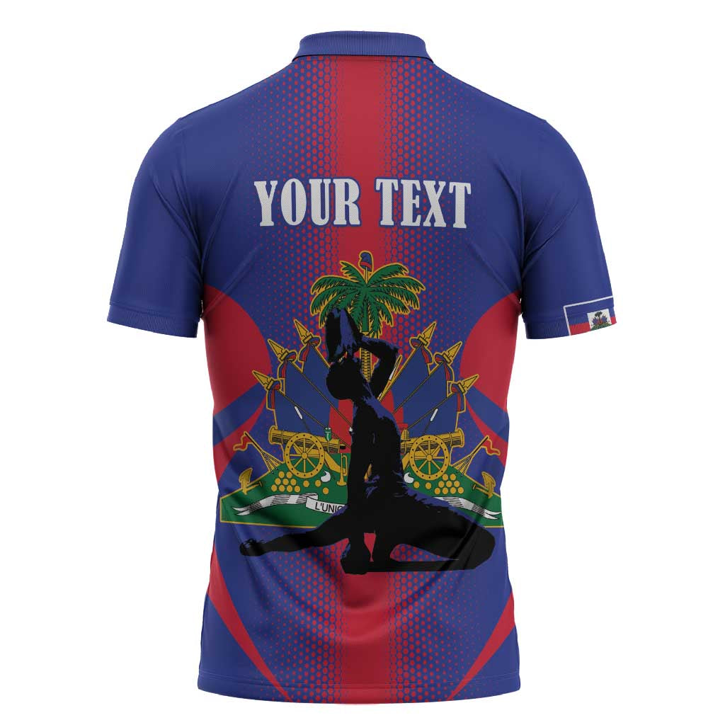 Haiti Pride Personalized Zipper Polo Shirt Neg Marron Haitian Heritage - Wonder Print Shop