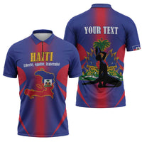 Haiti Pride Personalized Zipper Polo Shirt Neg Marron Haitian Heritage - Wonder Print Shop